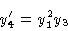 \begin{displaymath}y'_4 & = y^2_1 y_3 \cr\end{displaymath}